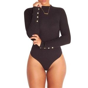 NWOT Black long sleeve bodysuit mock turtle neck